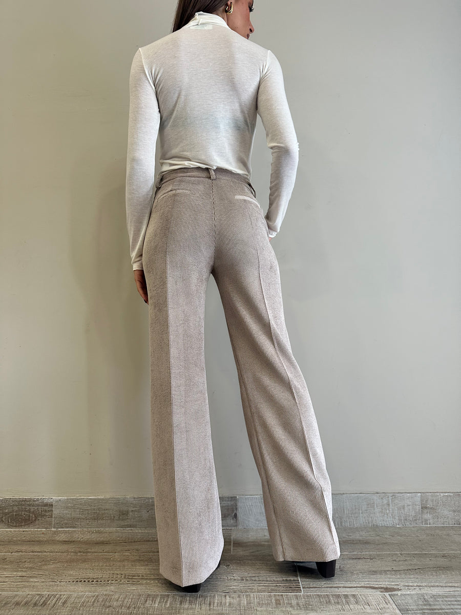 MOTEL Pantalone velluto tortora