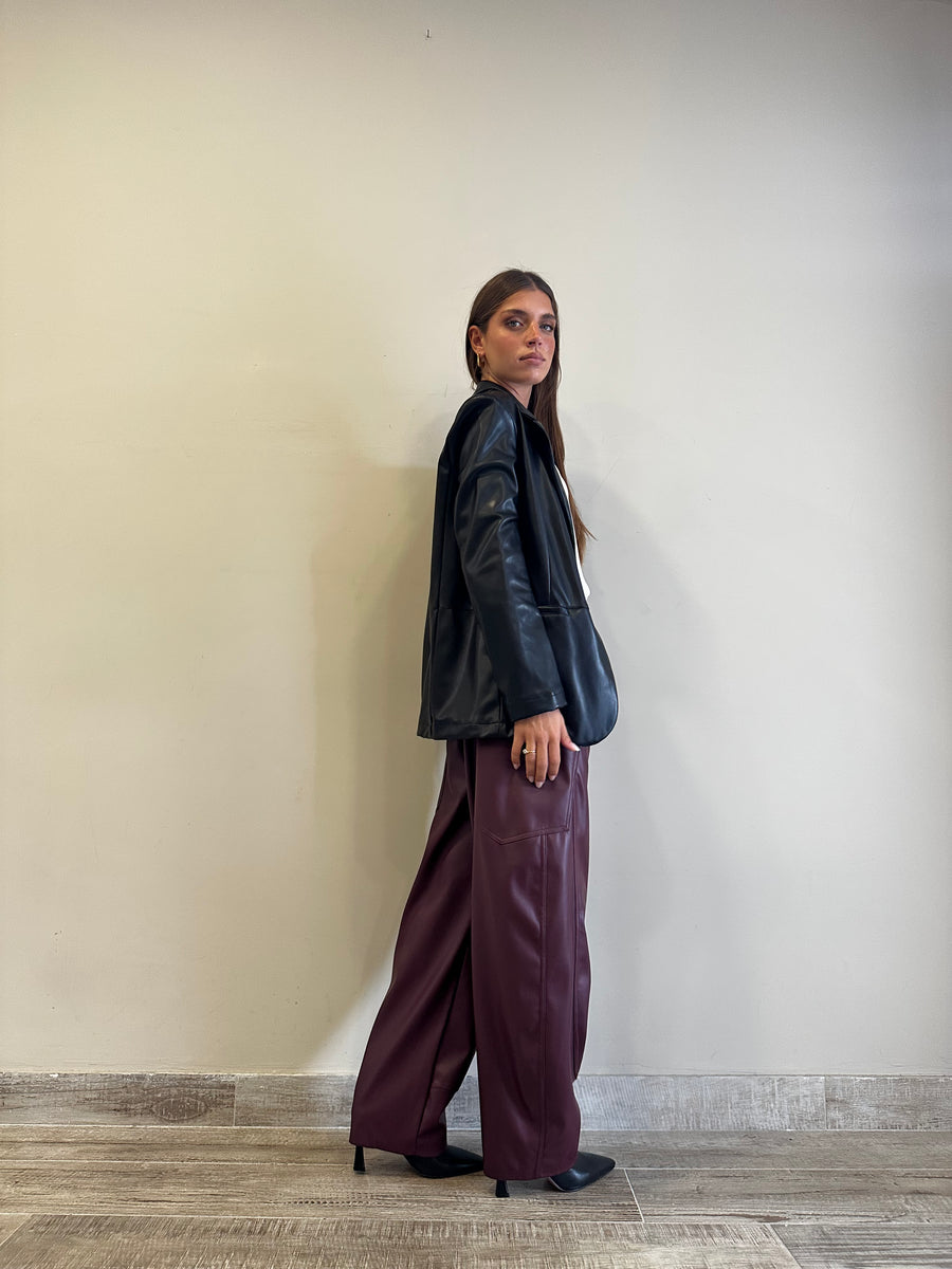 LE STREGHE Blazer ecopelle nero