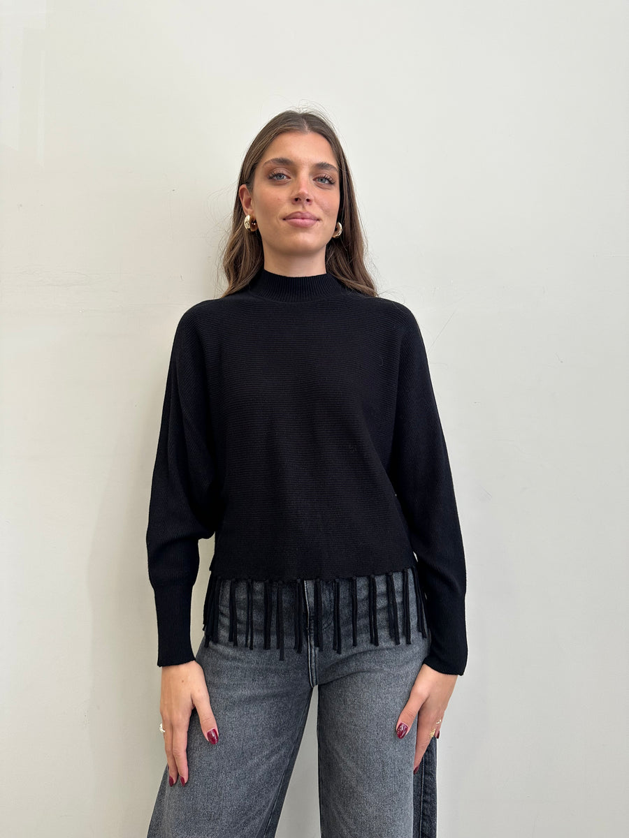 GIPSY INSIDE Maglia frange nera