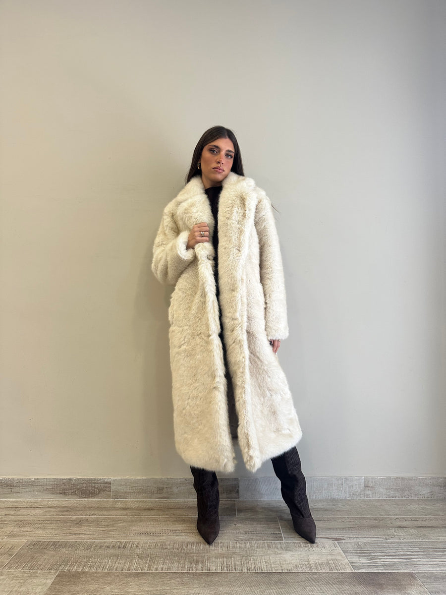 GLAMOROUS Cappotto eco pelliccia crema