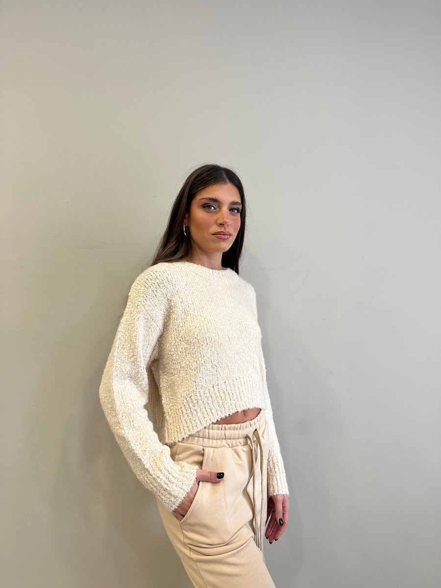 GLAMOROUS Maglia crop crema