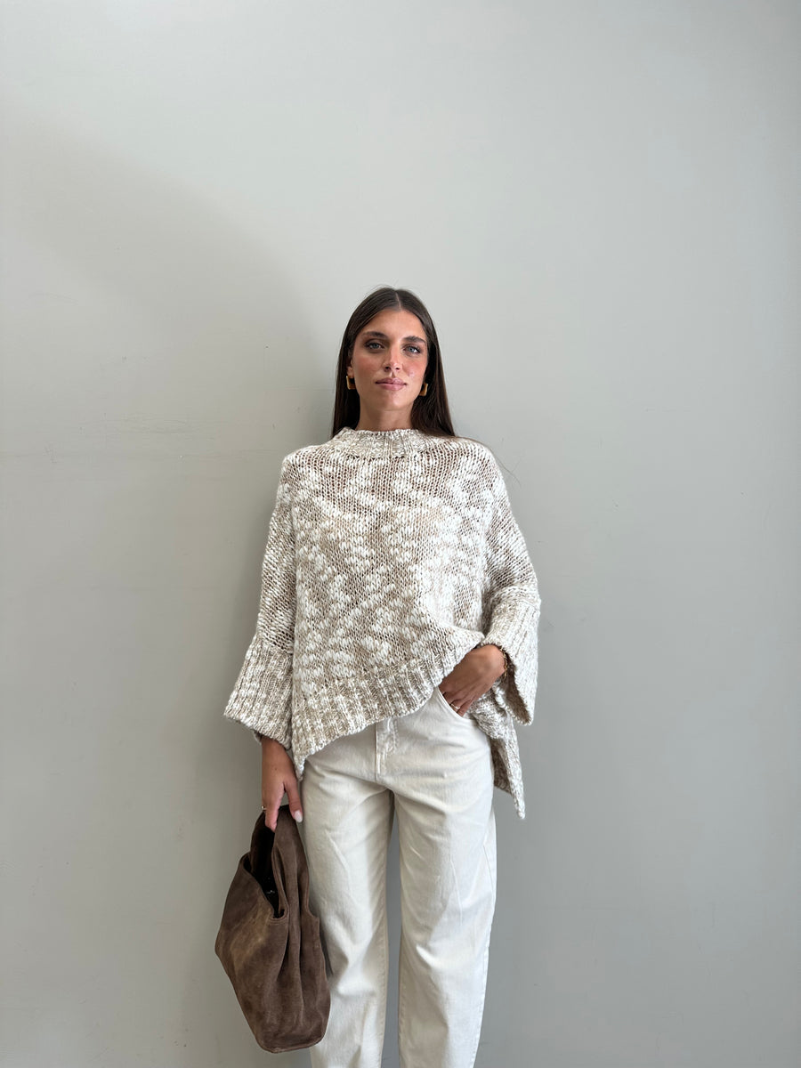 MOTEL Maglia melange sabbia/panna