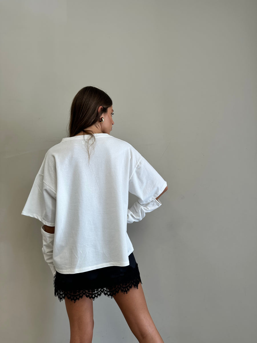 GIPSY INSIDE T-shirt over+ manicotti bianca