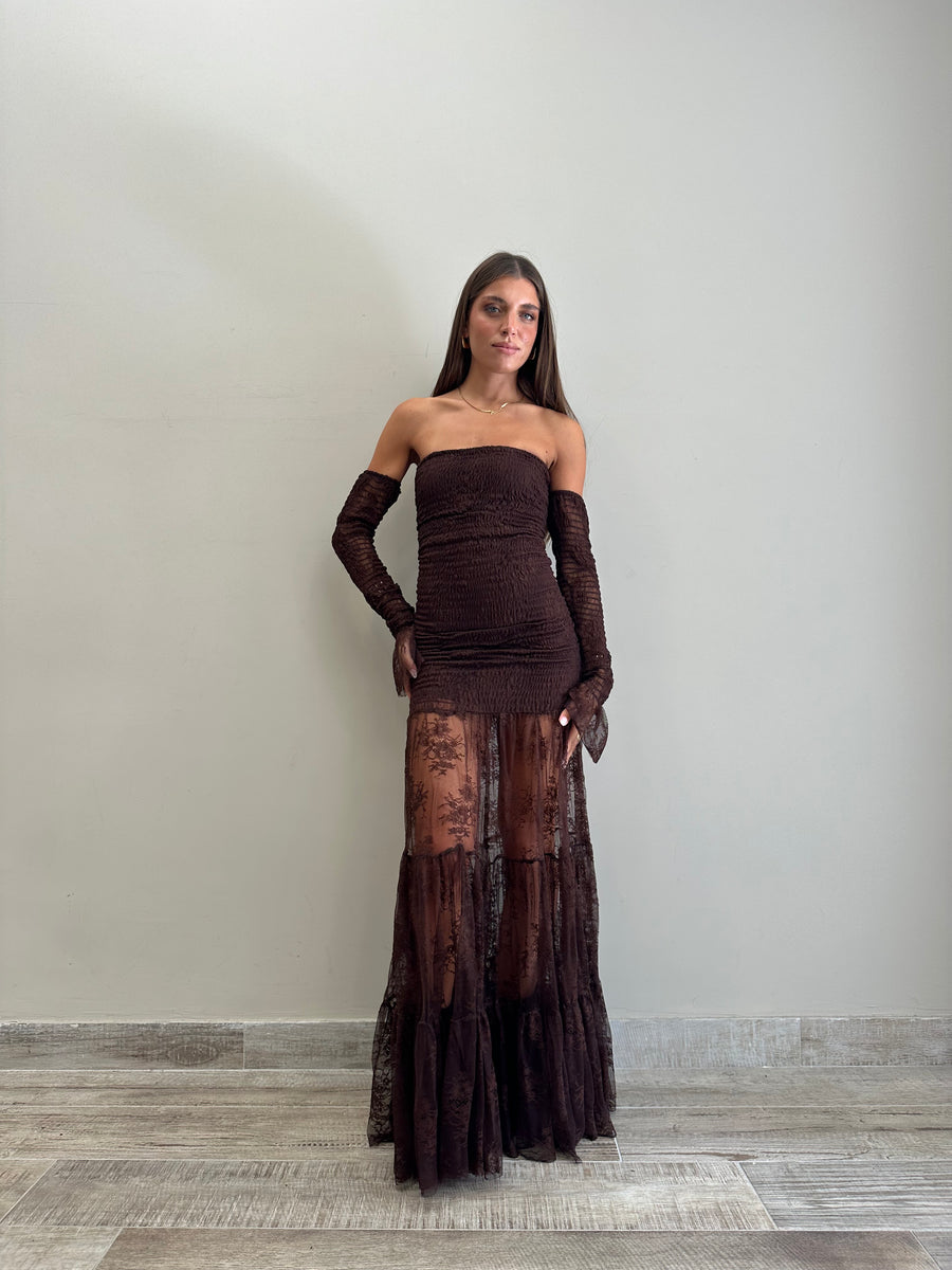 LMN abito lungo pizzo moro