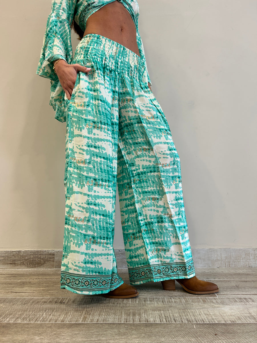 FREELOVE Panta Freelove Seta Gipsy Verde Acqua