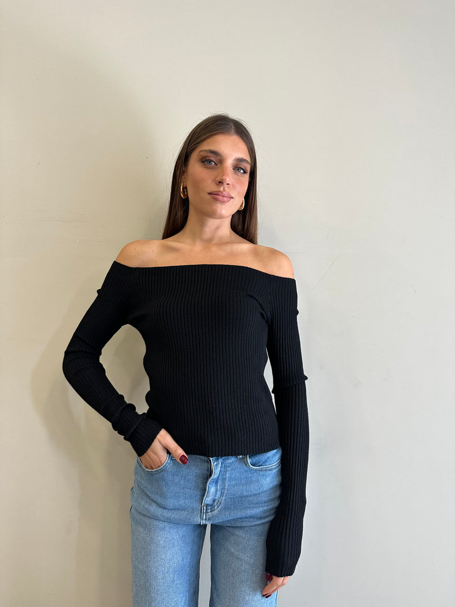 GIPSY INSIDE Maglia costine nera