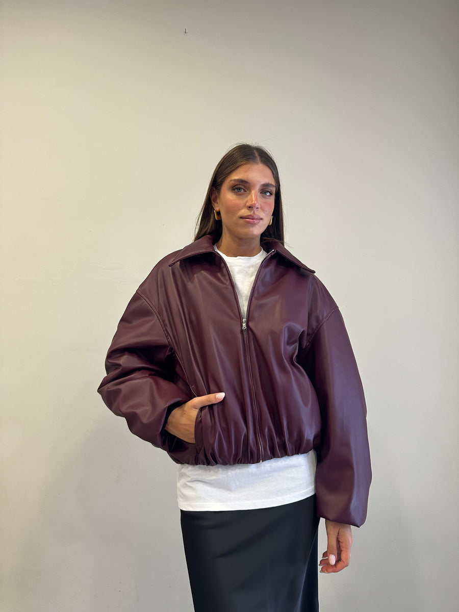 LMN Bomber imbottito eco-pelle bordeaux