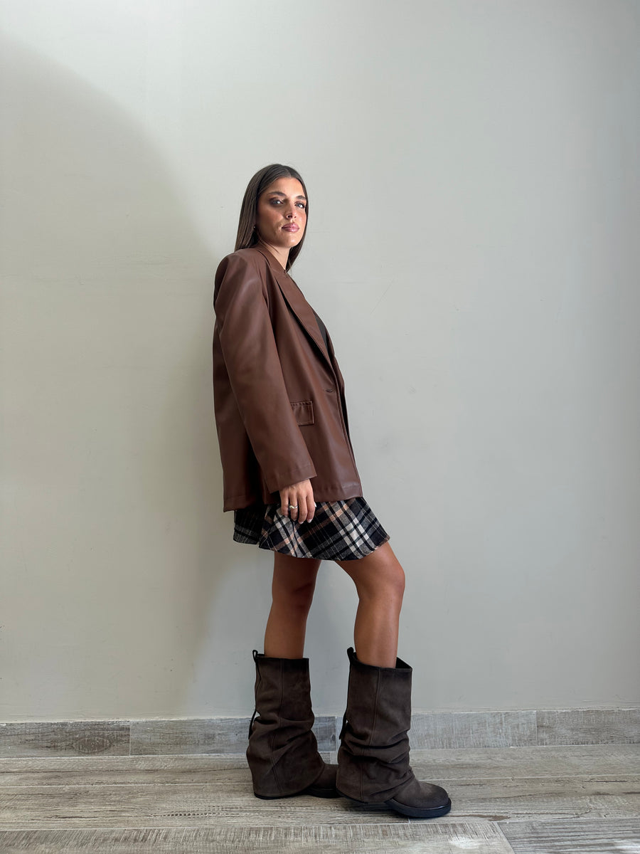 DIXIE Blazer ecopelle tabacco