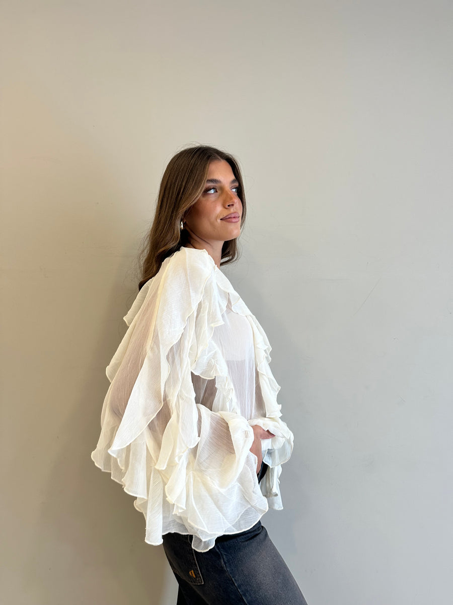 GLAMOROUS Camicia rouches panna