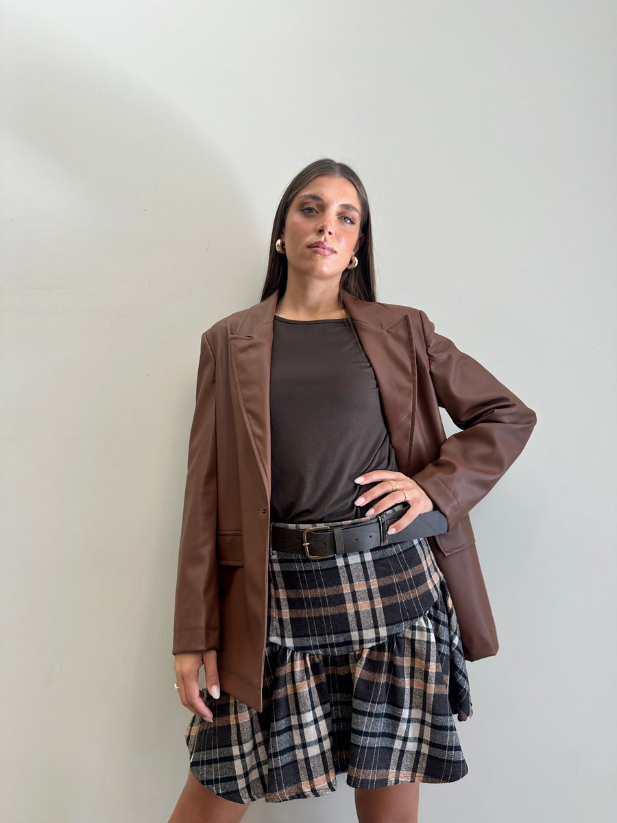 DIXIE Blazer ecopelle tabacco