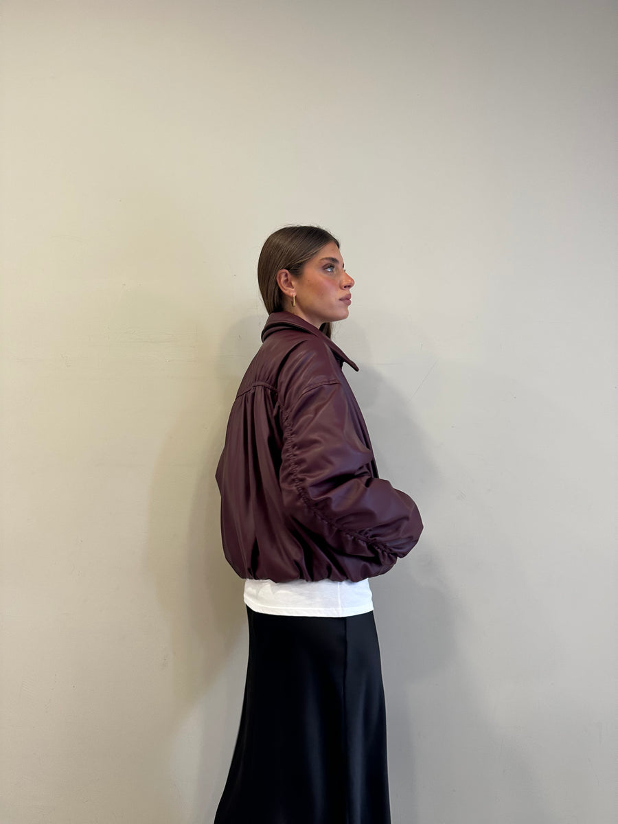 LMN Bomber imbottito eco-pelle bordeaux