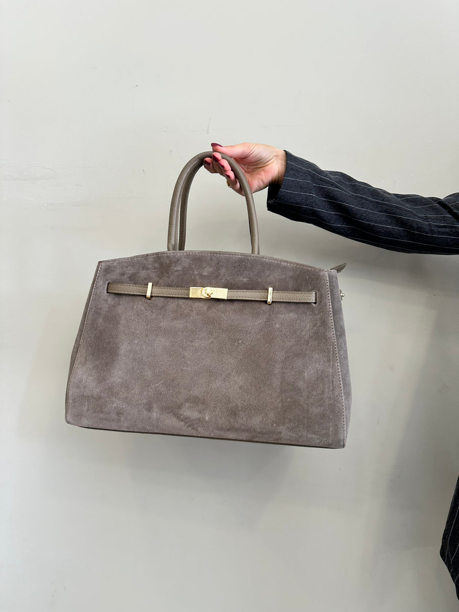 GIPSY INSIDE Borsa camoscio tortora big