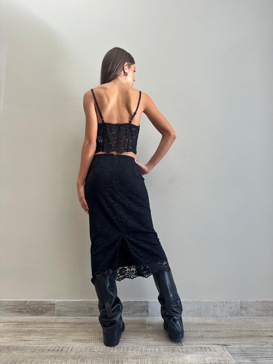 DIXIE Gonna pizzo nero