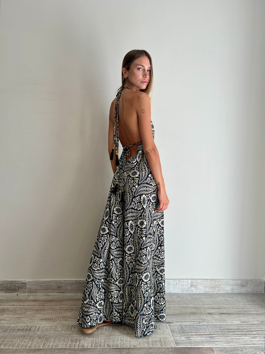 FREELOVE Abito lungo BEACH LONG seta Coachella black