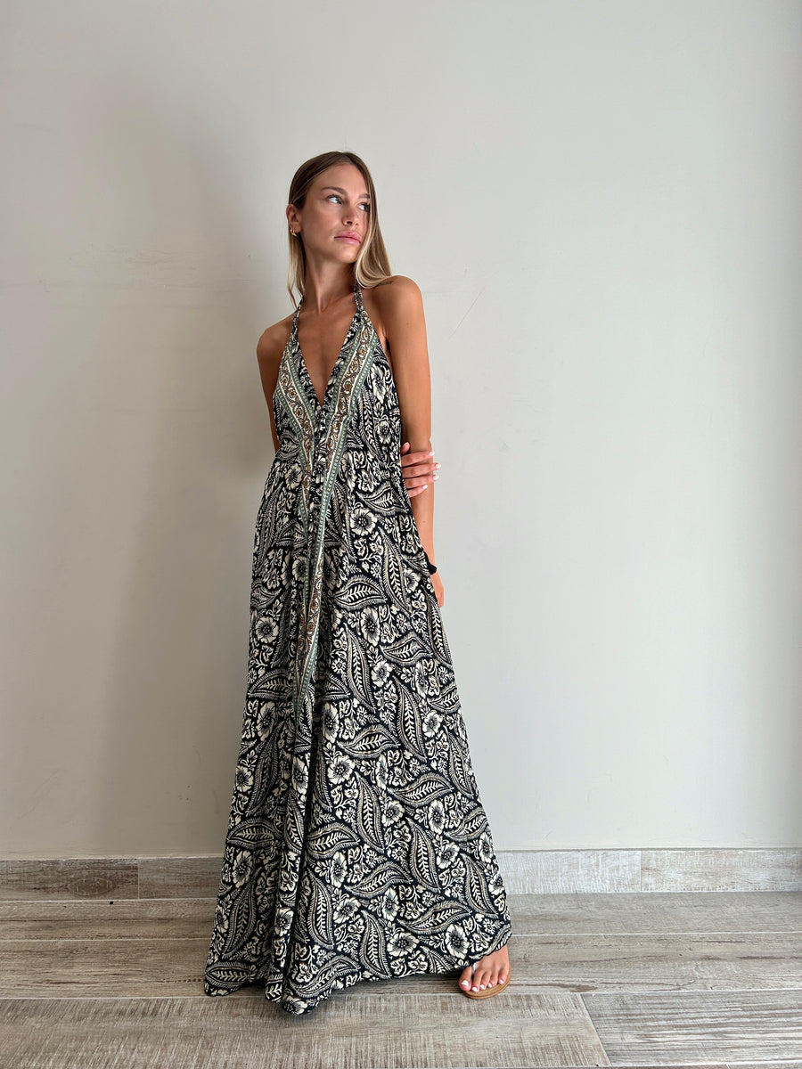 FREELOVE Abito lungo BEACH LONG seta Coachella black