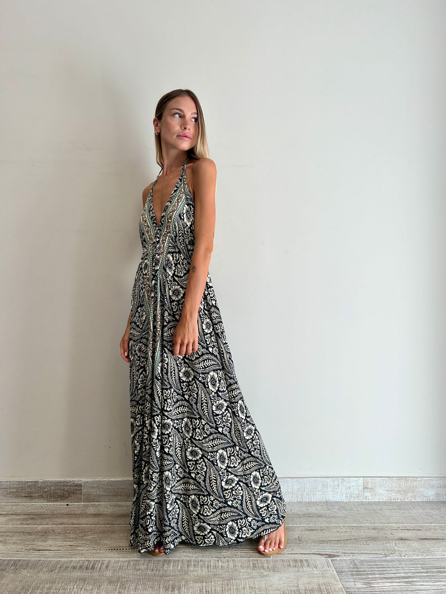 FREELOVE Abito lungo BEACH LONG seta Coachella black