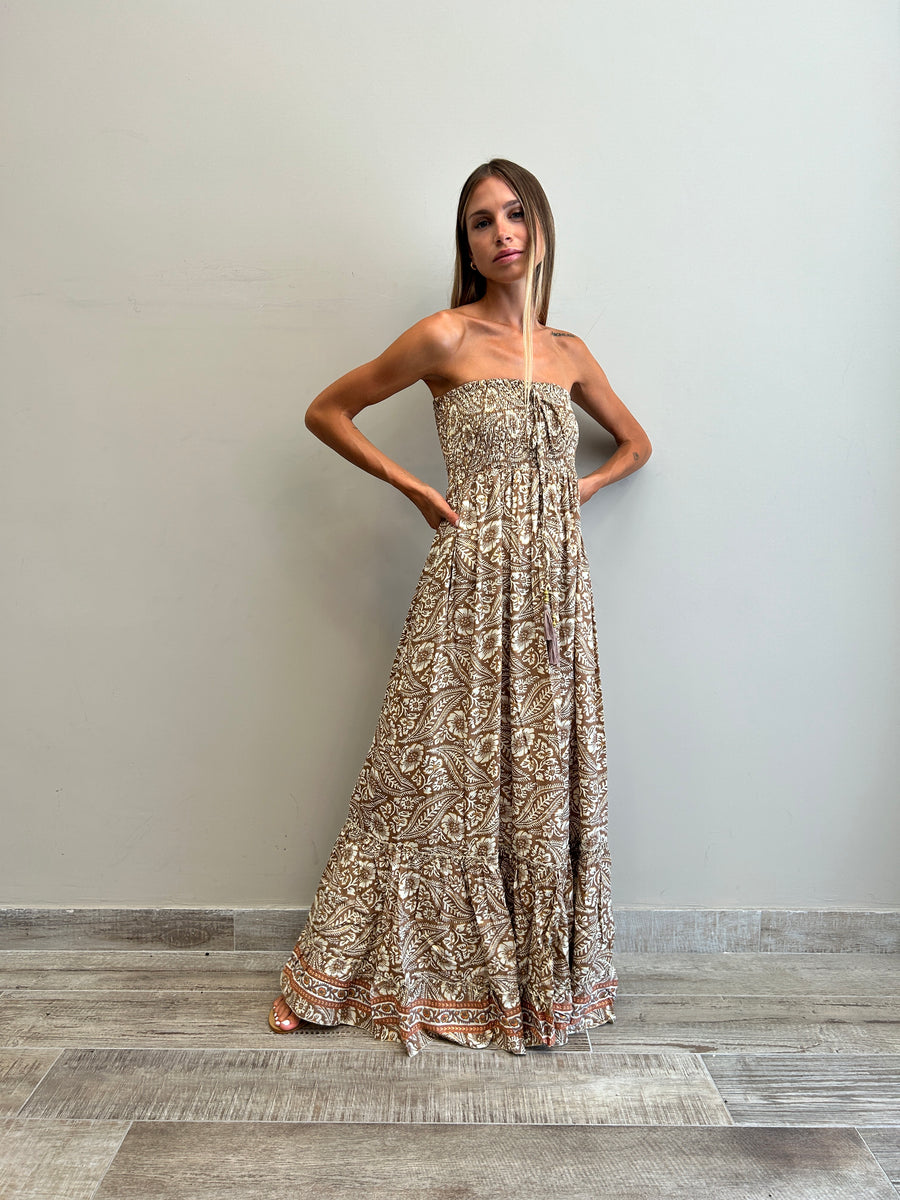 FREELOVE Abito lungo Lace seta Coachella sand