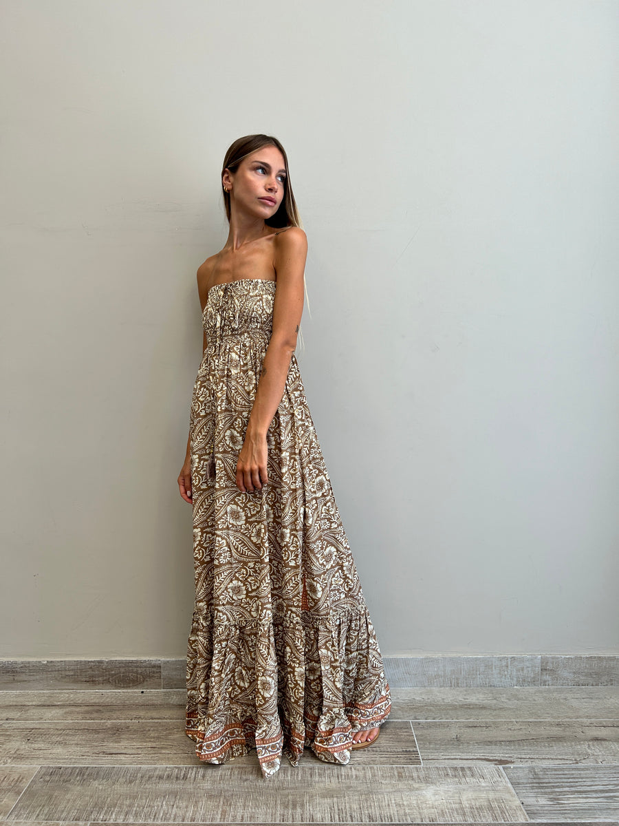 FREELOVE Abito lungo Lace seta Coachella sand