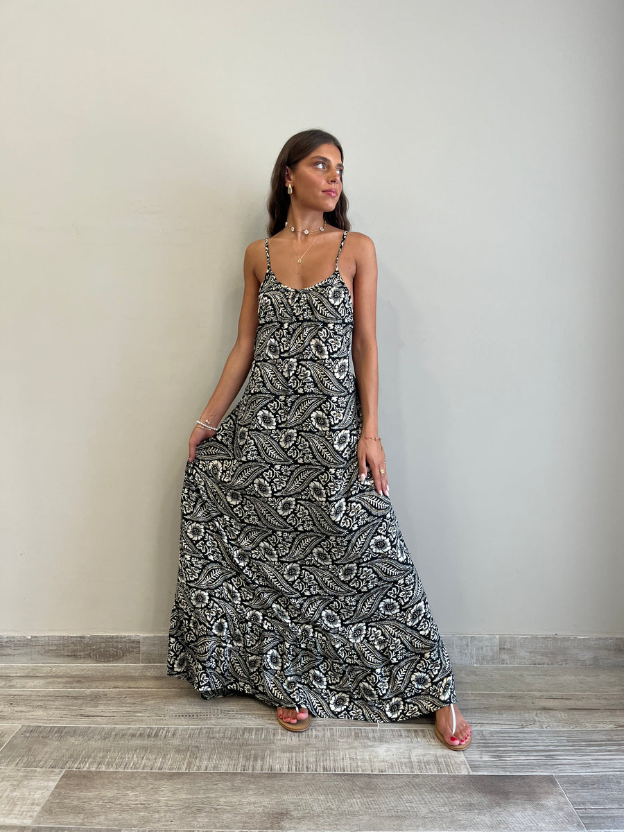 Freelove Abito lungo MOON seta Coachella black