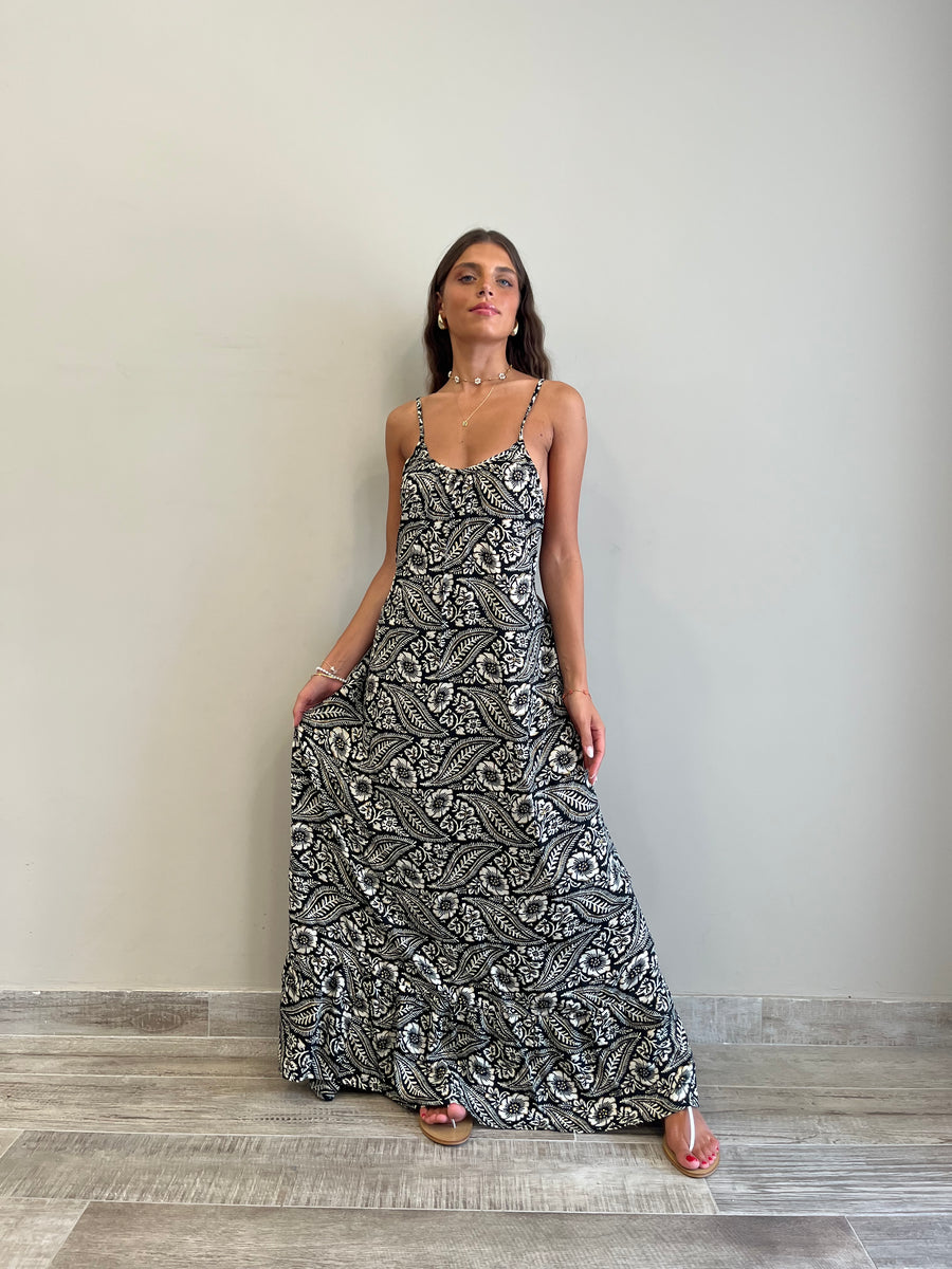 Freelove Abito lungo MOON seta Coachella black