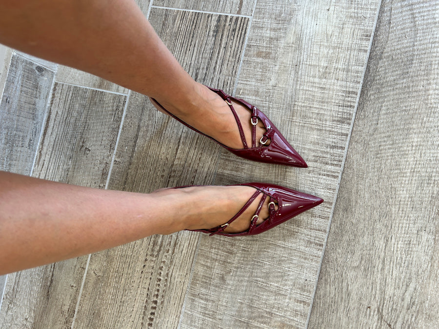 WERNER Slingback vernice vino con cinturini