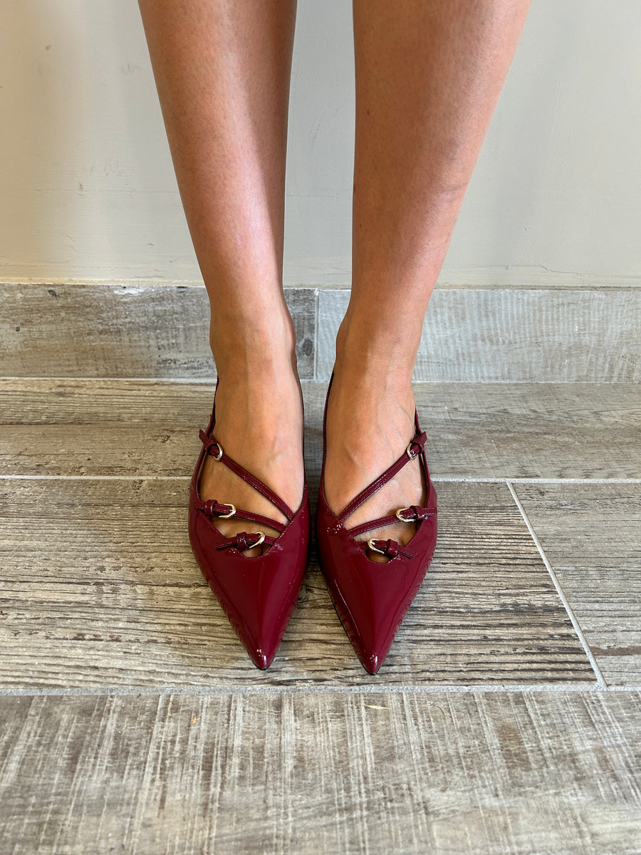 WERNER Slingback vernice vino con cinturini