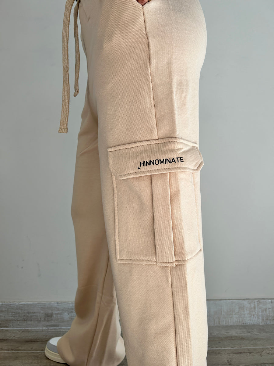 HINNOMINATE Pantalone Felpa nocciola con Tasche Laterali