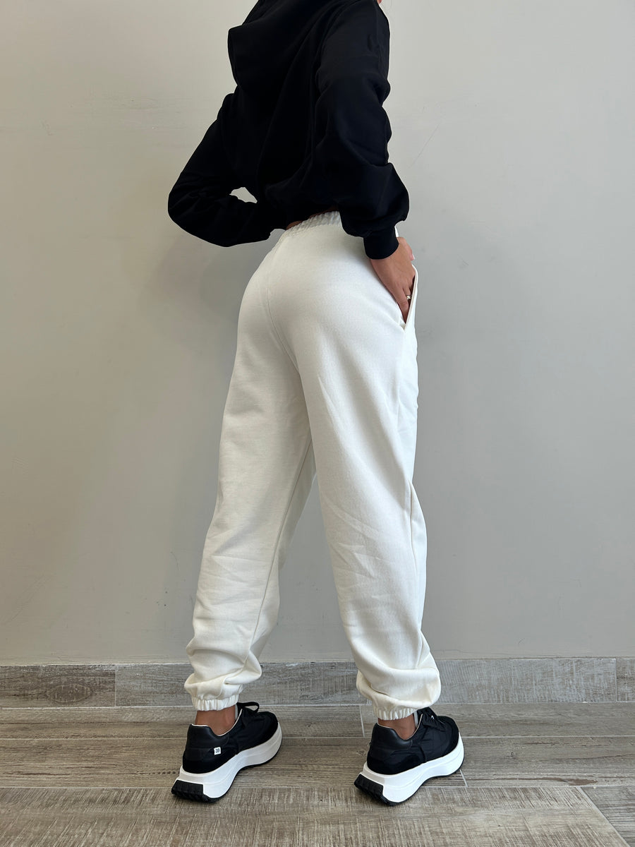 HINNOMINATE Pantalone jogger Felpa Off White