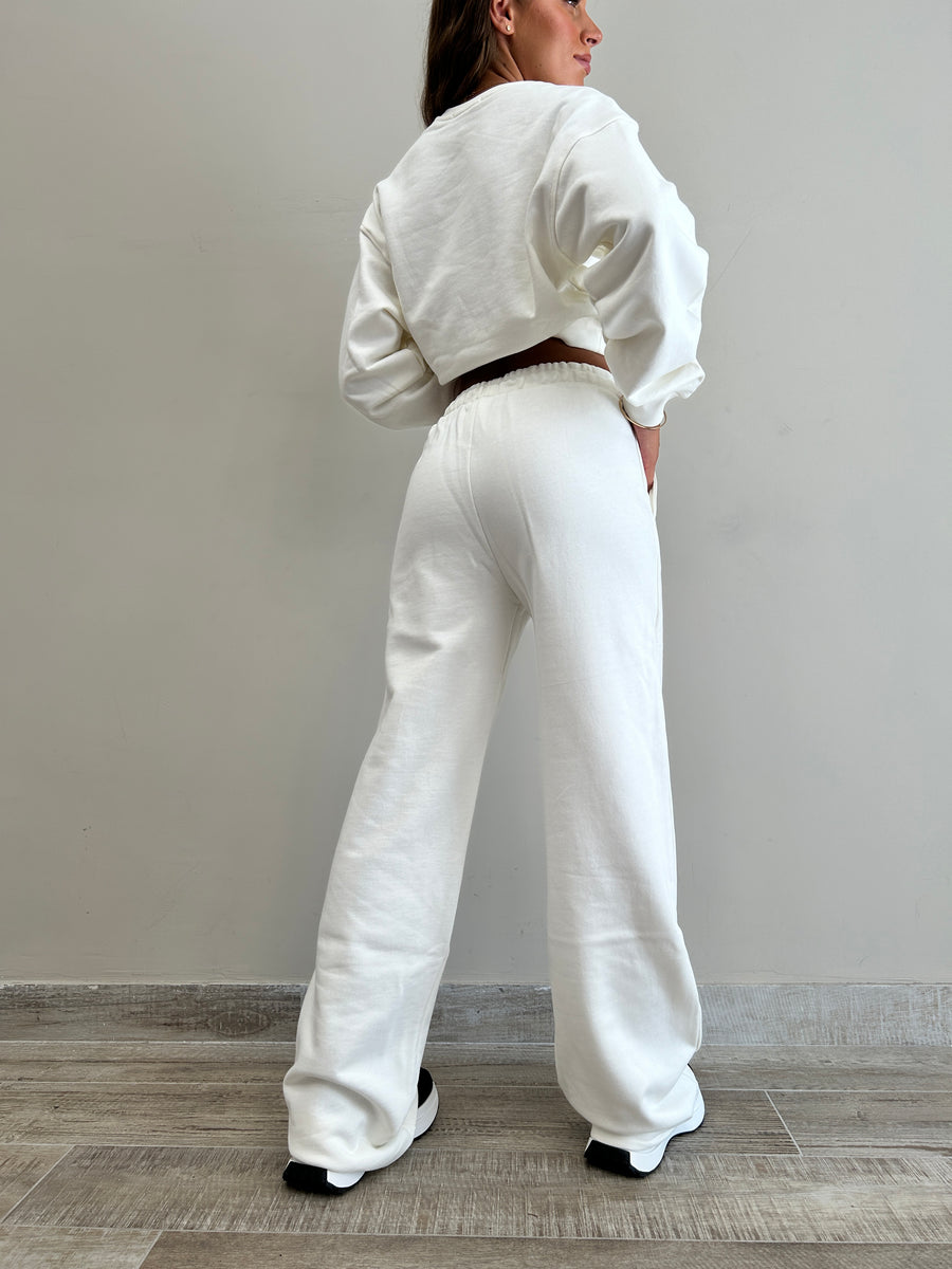 HINNOMINATE Pantalone Dritto Felpa Off White