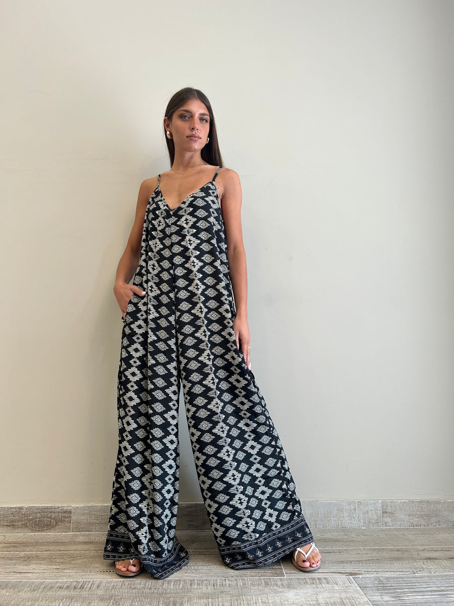 FREELOVE Jumpsuit seta Tribal black