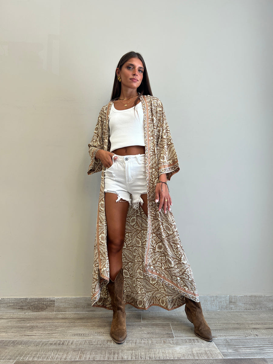 FREELOVE Kimono STREEP seta Coachella sand