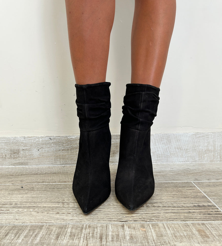 CARRANO Tronchetto slouchy camoscio nero