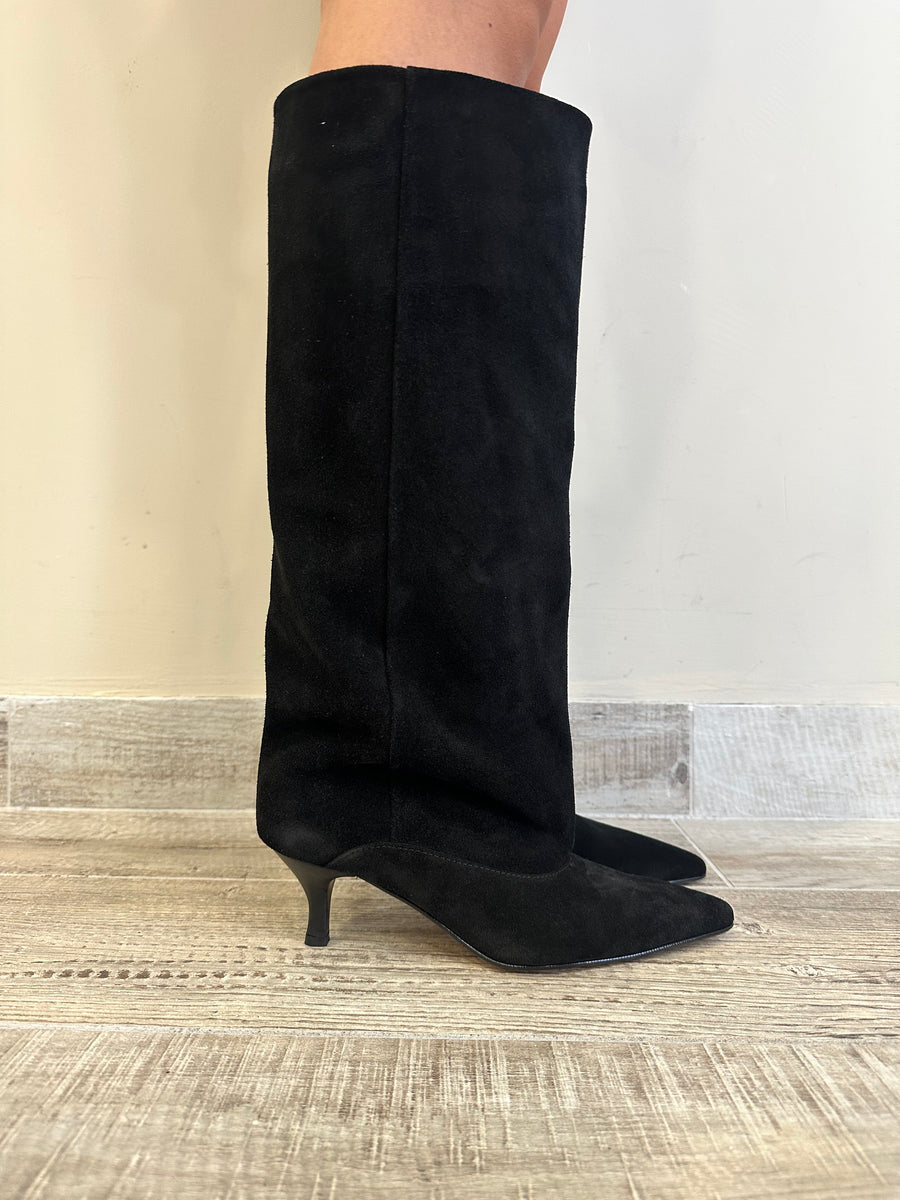 ELISA LANCI Stivale camoscio nero