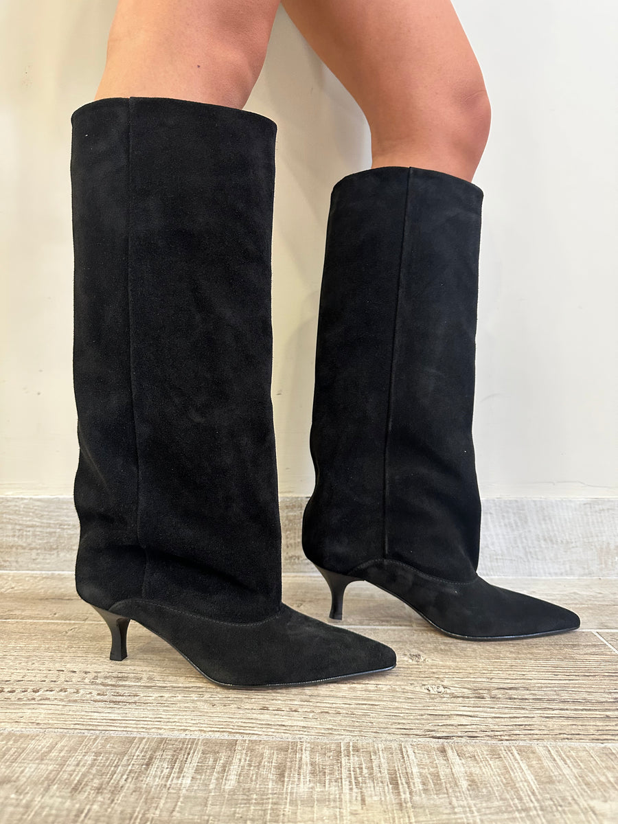 ELISA LANCI Stivale camoscio nero