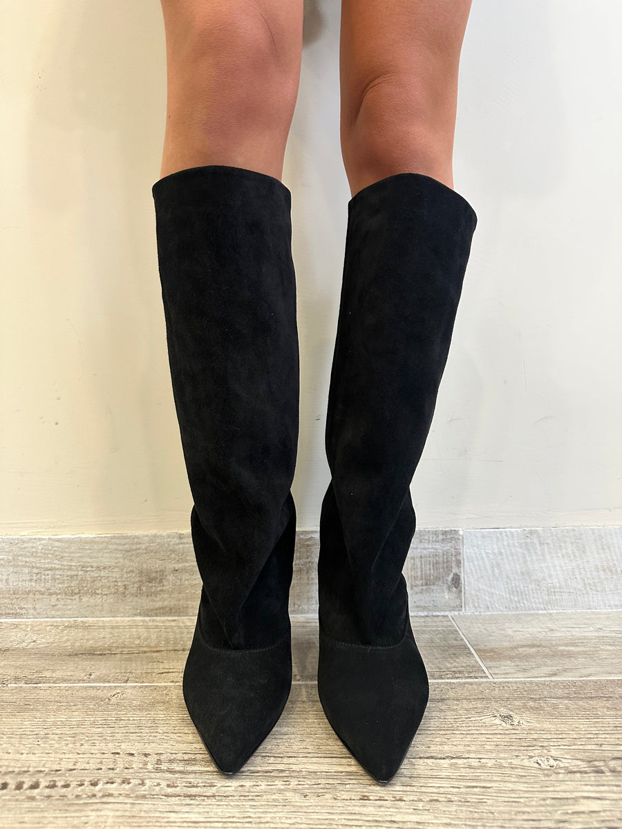 ELISA LANCI Stivale camoscio nero