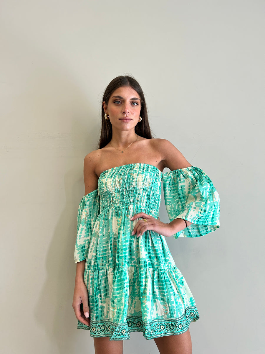 FREELOVE Abito corto WENDY seta Gipsy Verde Acqua