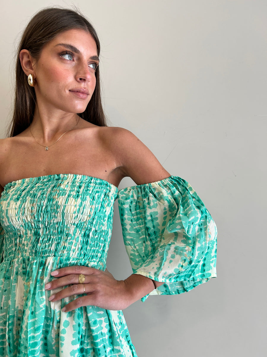 FREELOVE Abito corto WENDY seta Gipsy Verde Acqua