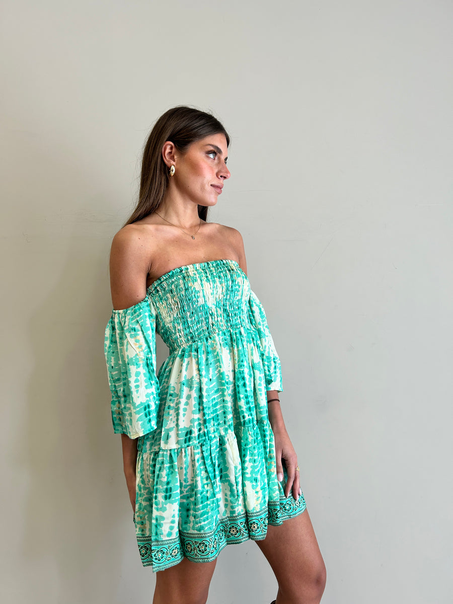 FREELOVE Abito corto WENDY seta Gipsy Verde Acqua