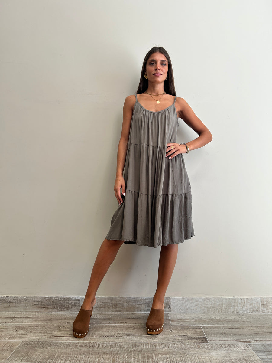 GIPSY INSIDE Abito corto balze verde militare