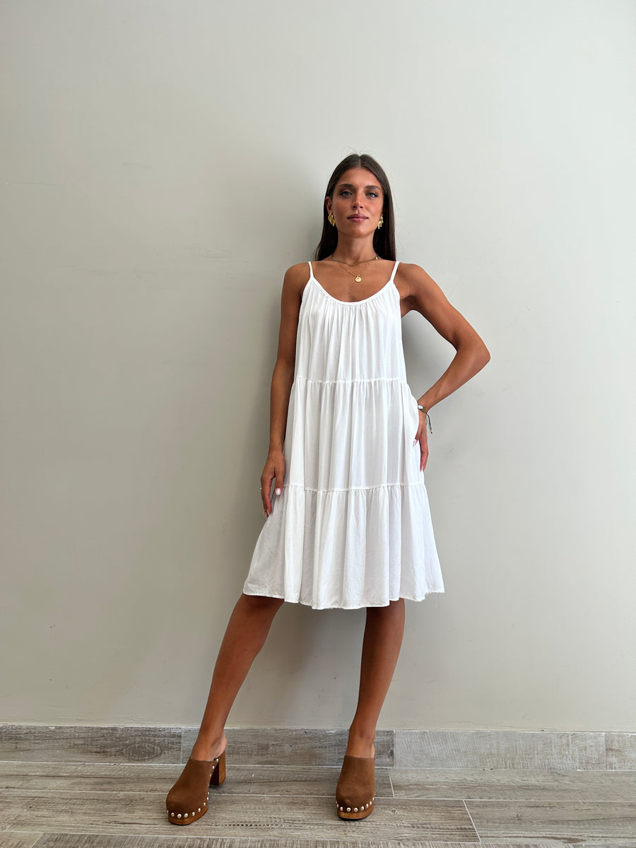 GIPSY INSIDE Abito corto balze bianco