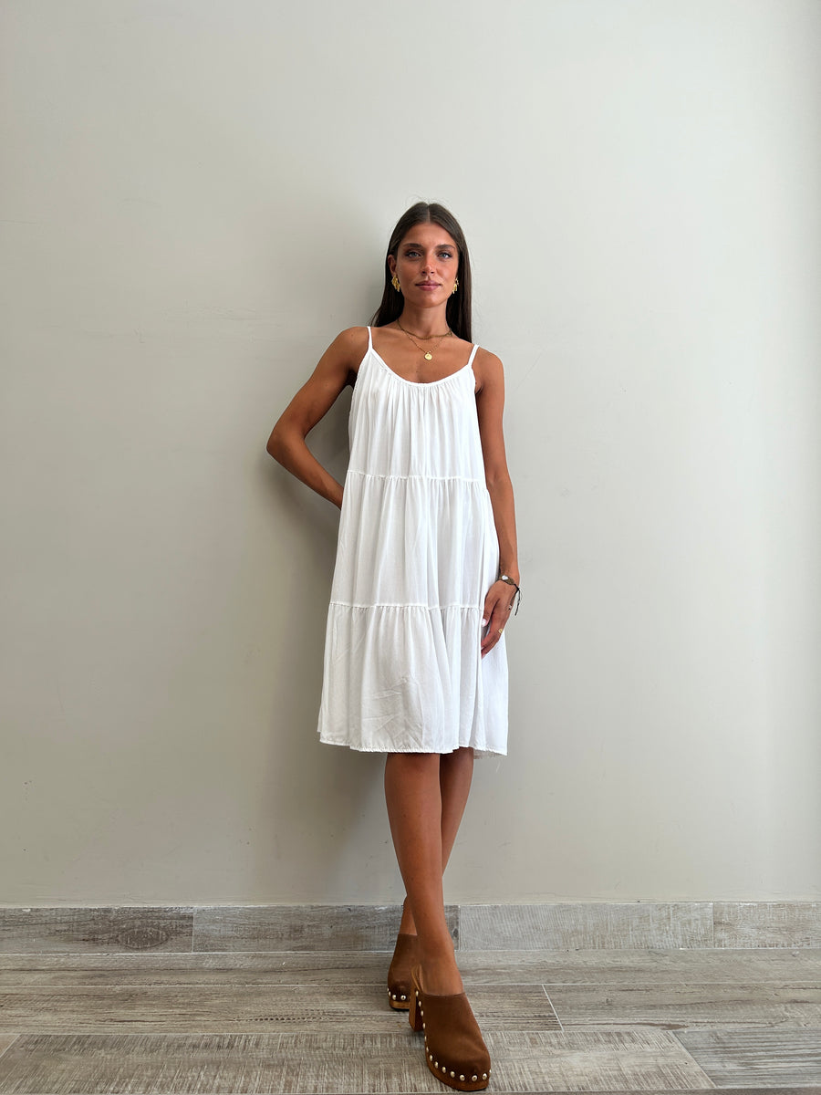 GIPSY INSIDE Abito corto balze bianco