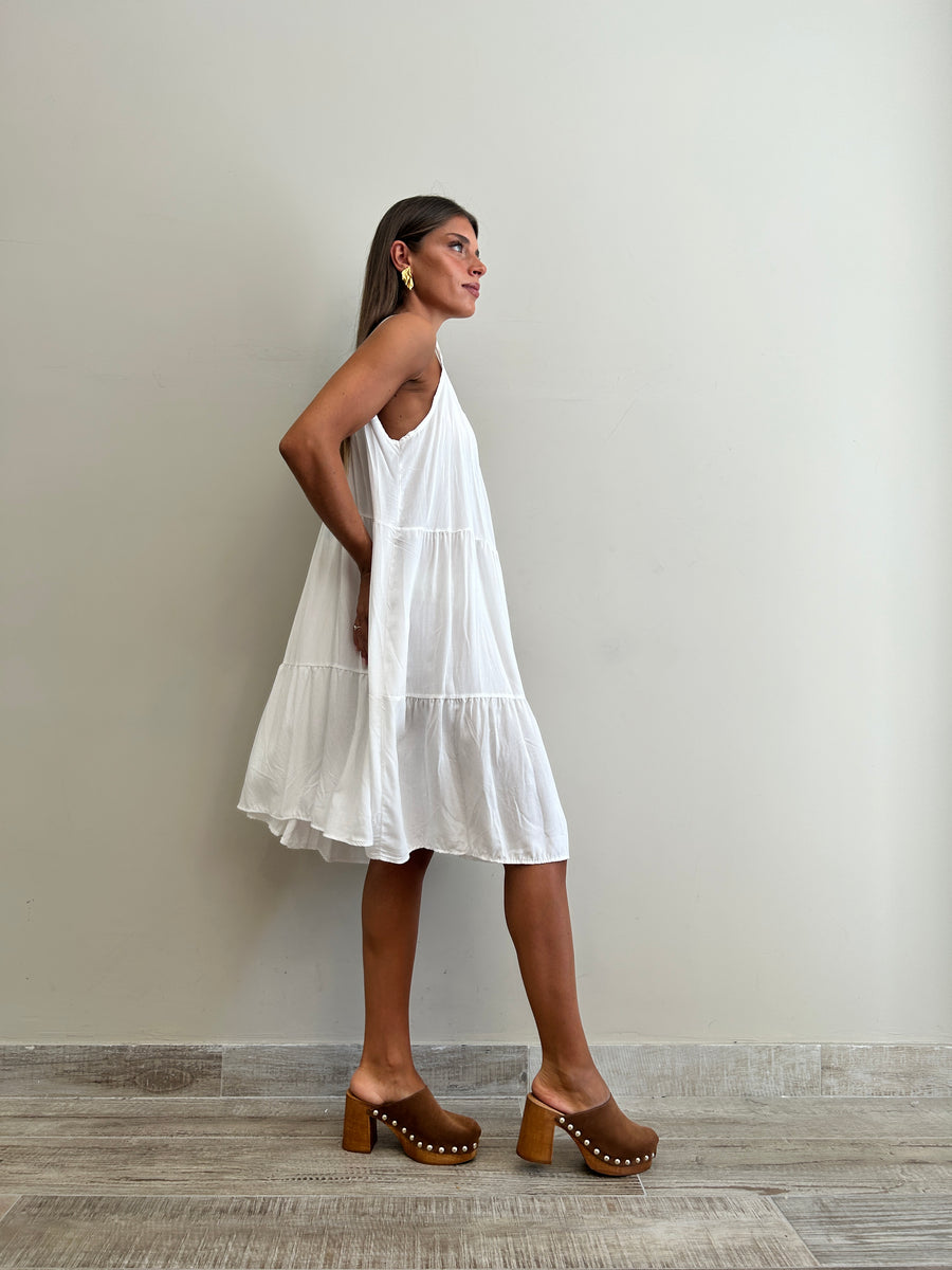 GIPSY INSIDE Abito corto balze bianco