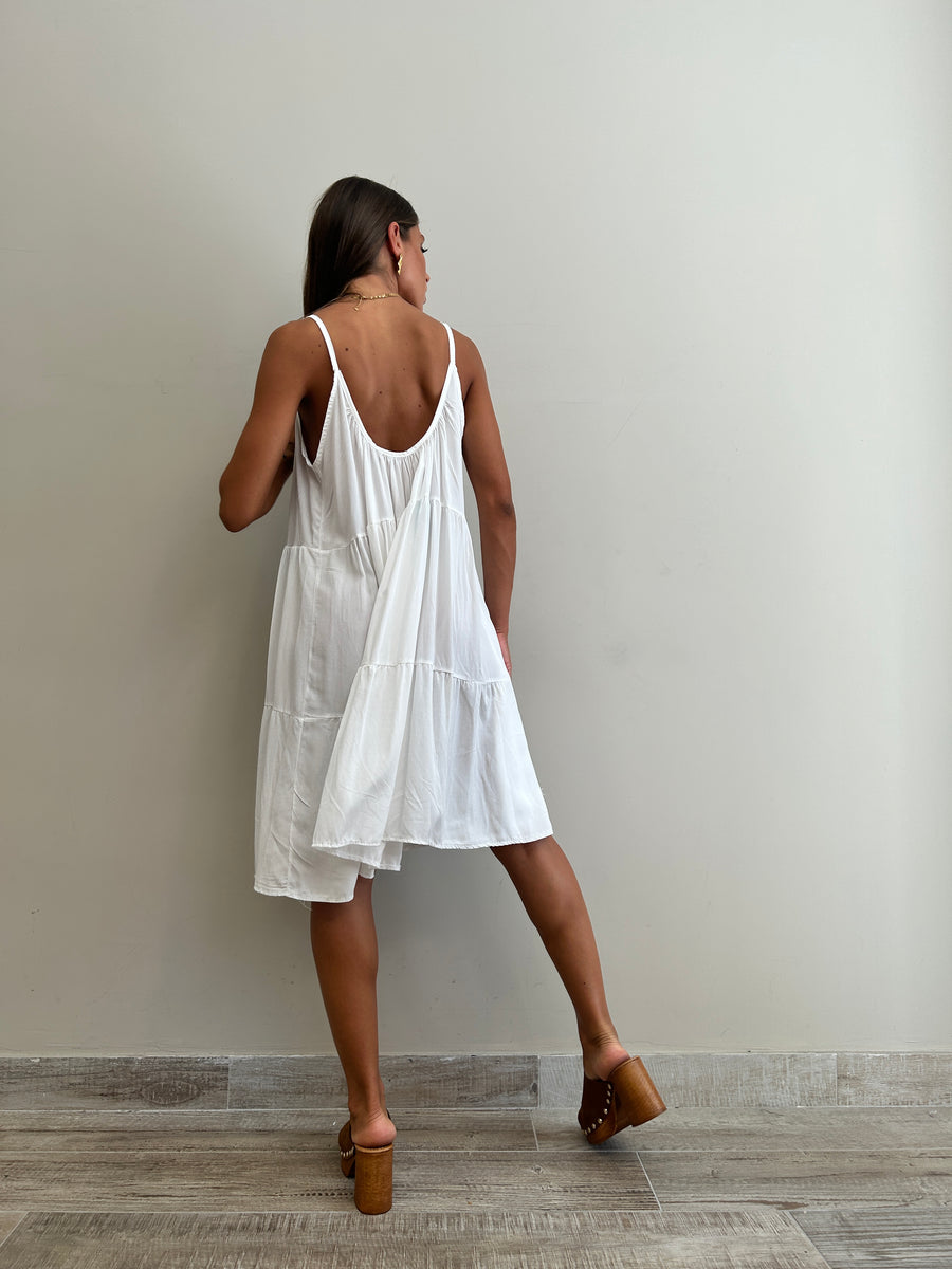 GIPSY INSIDE Abito corto balze bianco