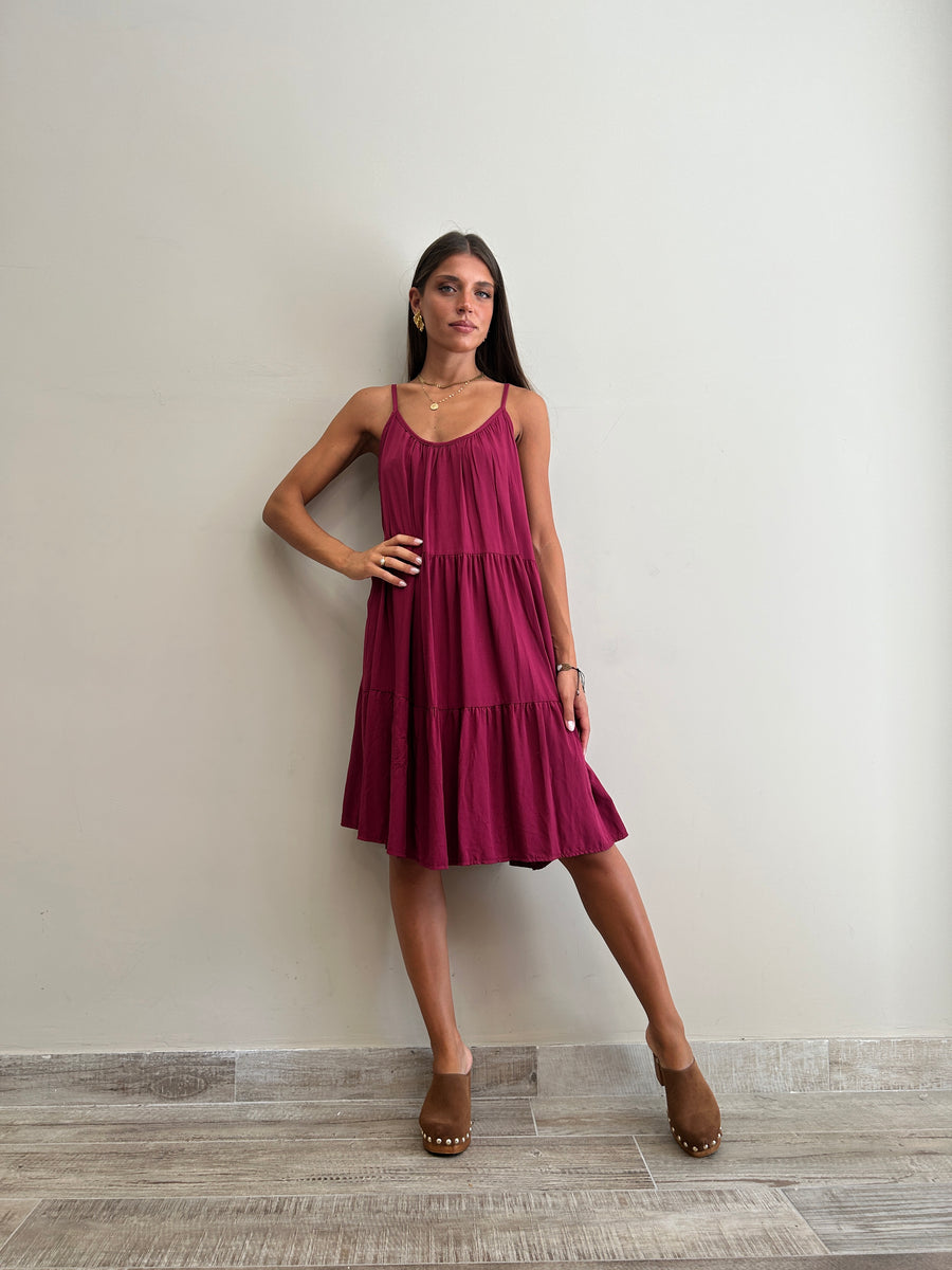 GIPSY INSIDE Abito corto balze rosso india