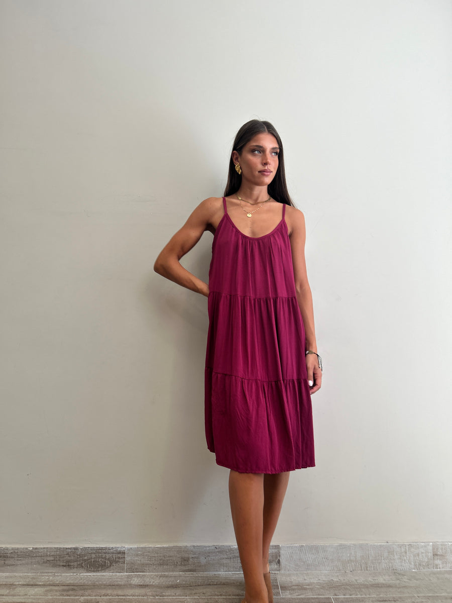 GIPSY INSIDE Abito corto balze rosso india