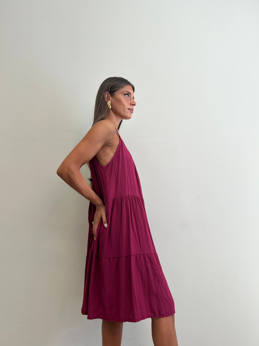 GIPSY INSIDE Abito corto balze rosso india