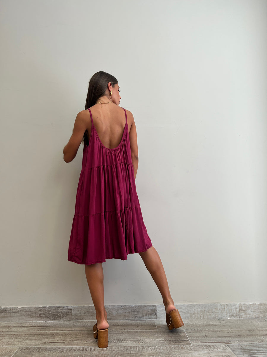 GIPSY INSIDE Abito corto balze rosso india