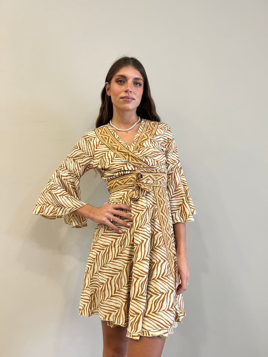 FREELOVE abito Kimono corto seta Boho Sand
