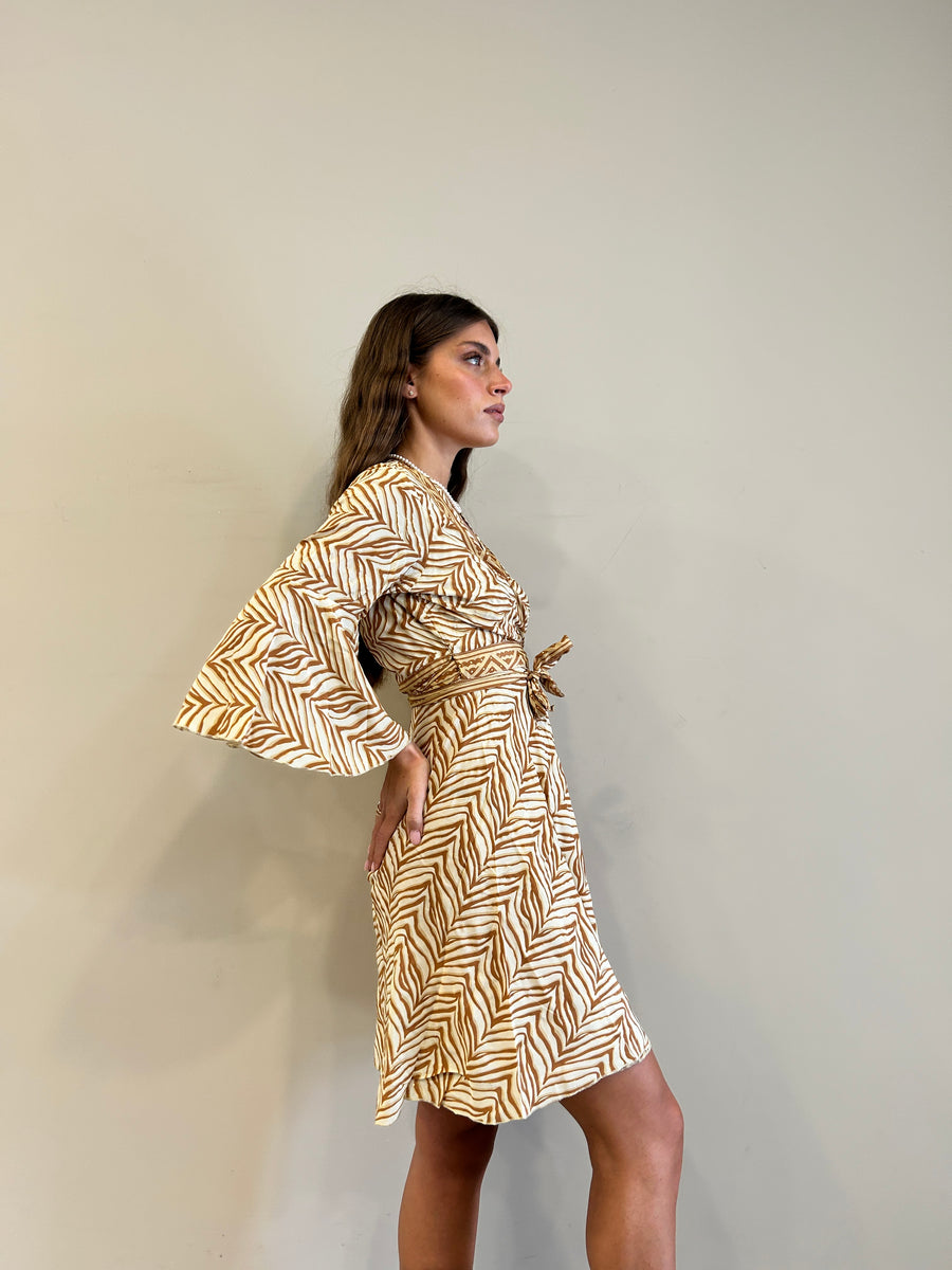 FREELOVE abito Kimono corto seta Boho Sand