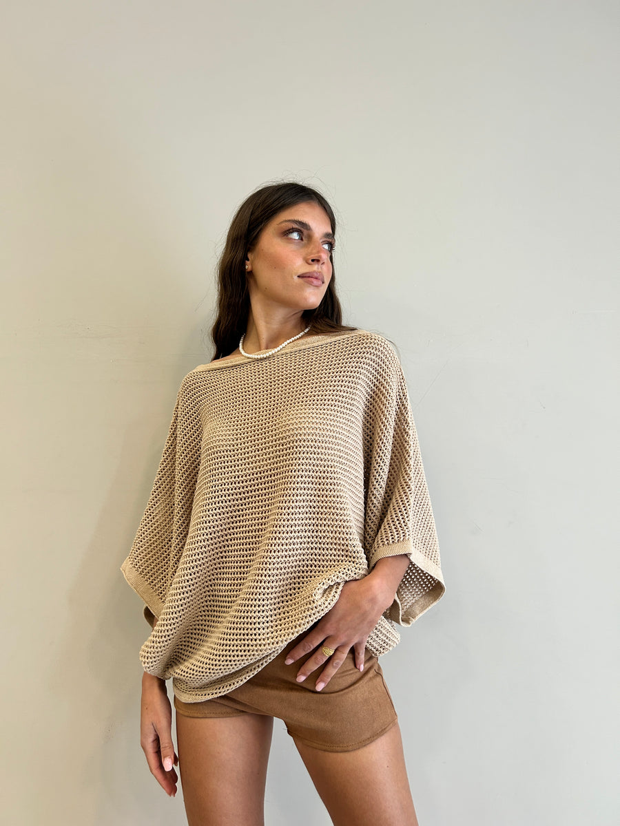 MOTEL Maglia over  traforata sabbia
